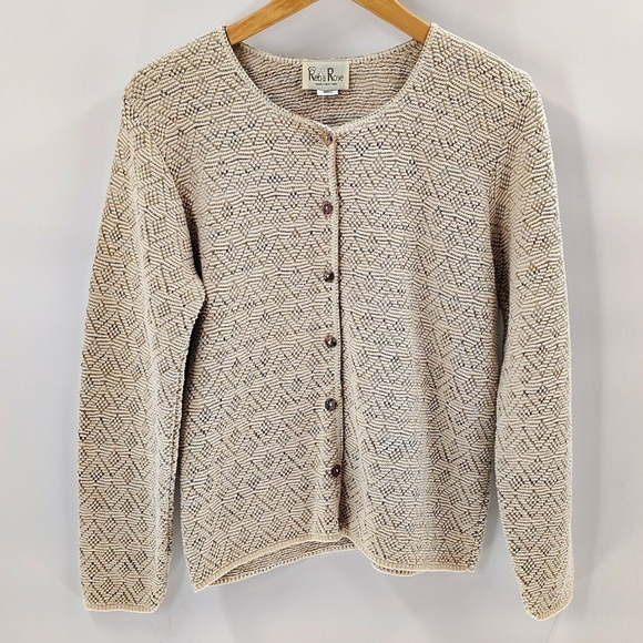 REBA ROSE Cropped Knit Button Down Cardigan Sweater Rose Tapestry Size Small - Picture 1 of 5